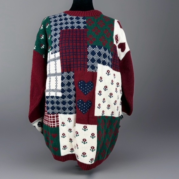 New Addition Sweaters - Vintage New Addition Maternity Patchwork Sweater Medium | Burgundy Cottagecore